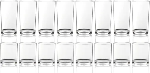 Vista 5 de Youngever Juego de 8 vasos de plástico para beber, vasos de plástico de moda antigua, vasos de plástico reutilizables para whisky y cerveza