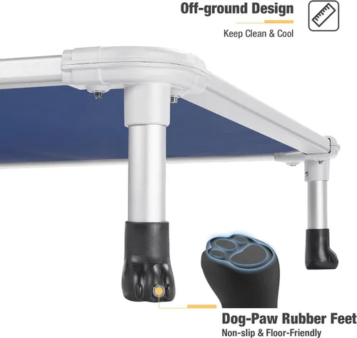 Vista 26 de Veehoo Cama elevada para perros a prueba de mordidas - Cuna elevada refrescante para mascotas - Marco de aluminio plateado y tela de malla