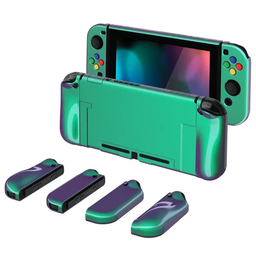Vista 30 de PlayVital AlterGrips Ergonomic Grips Cover for Nintendo Switch, [2 Design] Interchangeable Comfort Dockable Protective Case with Screen Protector &