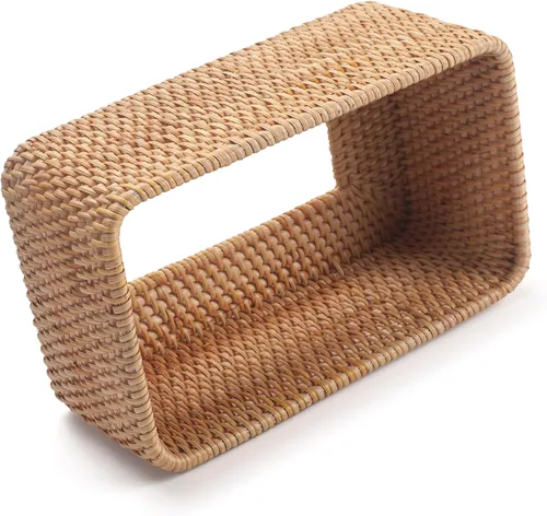 Vista 3 de Funda rectangular para caja de pañuelos de ratán, soporte rectangular de mimbre para pañuelos faciales, para baño, cocina, sala de estar, dormitorio