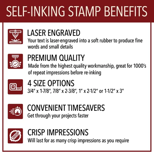 Vista 7 de Sello de firma personalizada - Insignia personalizada - Autoentintado - ¡Tu elección de 7 colores de tinta! (1, Grande)