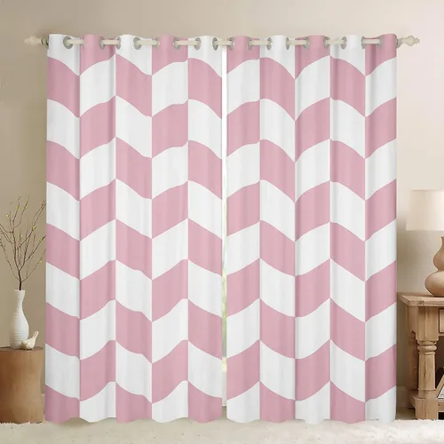 Vista 31 de Feelyou Beige Brown and White Curtains for Bedroom Living Room Modern Geometric Blackout Shades Abstract Checkered Room Darkening Curtain Rhombus