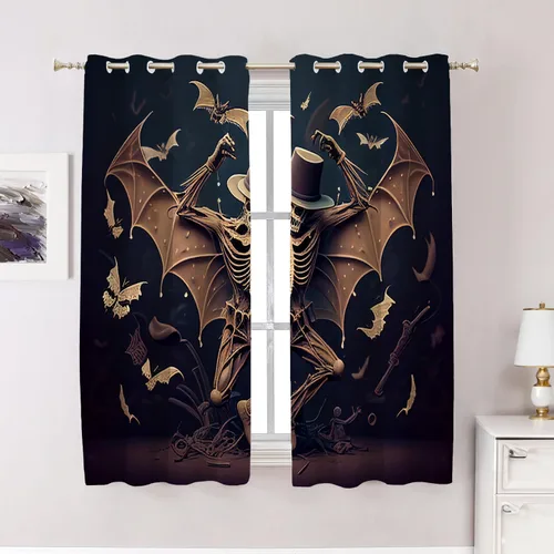 Vista 52 de Cortinas opacas de poliéster multicapa marrón con diseño de bosque natural, 2 unidades, 26 x 24 pulgadas