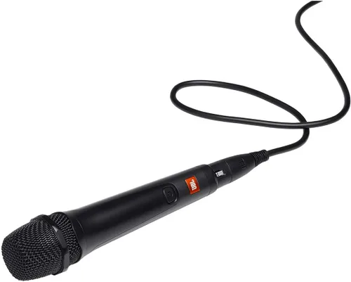 Vista 2 de JBL PartyBox Mic 100: Micrófono vocal dinámico con cable (1 m), rendimiento de calidad JBL, tapa de malla de alambre con parabrisas, fácil de usar