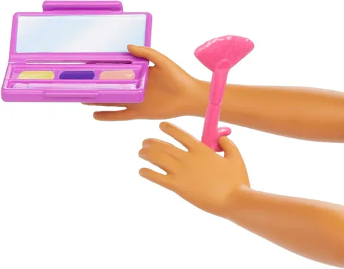 Vista 5 de Muñeca Barbie y accesorios, muñeca de maquilladora profesional con paleta y pincel