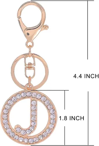 Vista 2 de Llaveros de letras para mujer, diamantes de imitación, inicial, regalo para niñas, dije de alfabeto de cristal de la A a la Z con llavero