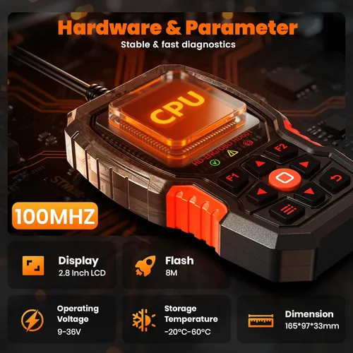 Vista 8 de ANCEL Escáner de Camión Resistente HD601 Herramienta de Diagnóstico de Sistema Completo para Diésel Compatible con Cummins, Detroit, Freightliner