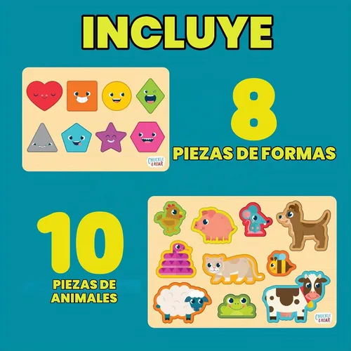 Vista 3 de Chuckle & Roar - Rompecabezas de 10 piezas con formas y animales para niños