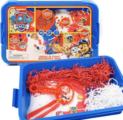 Vista 8 de Horizon Group USA Caja sensorial oficial Bluey Seek & Find, juguetes sensoriales listos para usar para niños pequeños de 3 a 4 años con tapa, arena
