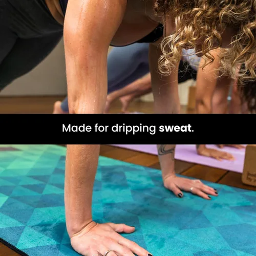 Vista 8 de Toalla de yoga con agarre de yoga, toalla antideslizante para esterilla de yoga caliente con bolsillos en las esquinas, agarre antideslizante