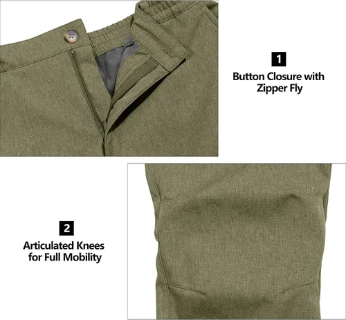 Vista 6 de Little Donkey Andy Men's Windproof Fleece Lined Hiking Cargo Pants Water Repellent Softshell Ski Snow Pants