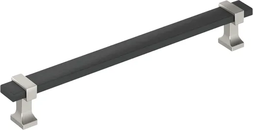 Vista 37 de Amerock Overton - Tirador para gabinete de 96 mm de centro a centro en acabado negro mate cepillado/bronce champán, BP36681BMBCZ