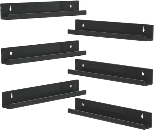 Vista 4 de NIUBEE Soporte de pared de acrílico para discos de vinilo (montaje perforado, negro)