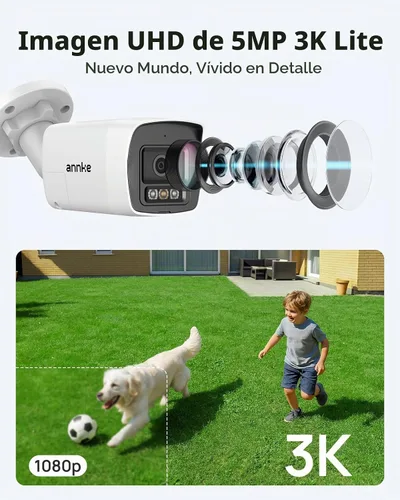 Vista 2 de ANNKE Sistema de cámara de seguridad con cable analógico de audio bidireccional de 8 canales 3K, sin HDD
