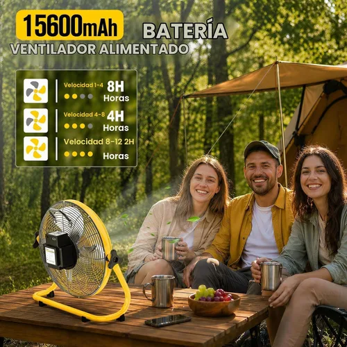 Vista 7 de Ventilador de camping solar de 16 pulgadas con panel solar Amarillo-16