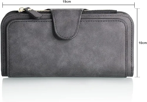 Vista 7 de boshiho Cartera de cuero plegable para tarjetas de crédito cartera delgada con ventana de identificación cartera para tarjetas de crédito