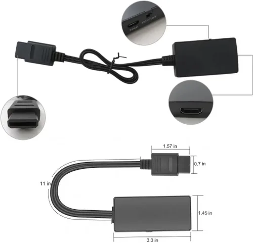 Vista 2 de Adaptador convertidor HDMI de alta calidad para Nintendo 64 Gamecube Super NES SNES