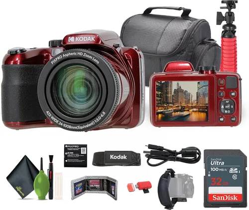 Vista 7 de Kodak PIXPRO AZ425 20MP 42x Zoom Vlogging Cámara digital (negro) Bundle