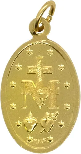 Vista 3 de Paquete de diez colgantes de medalla milagrosa Aluminio prensado dorado Gran regalo católico para la primera comunión y confirmación Añadir a
