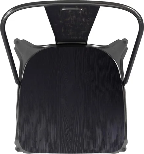 Vista 9 de BizChair Silla apilable comercial para interiores y exteriores con asiento de poliestireno, marco de metal dorado envejecido, asiento de poliresina