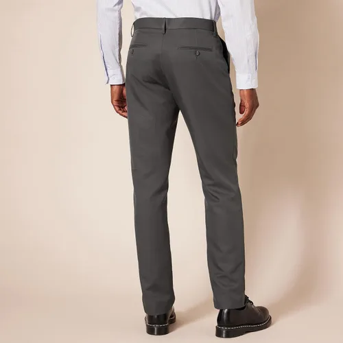Vista 3 de Tienda Essentials - Pantalón de vestir de corte ajustado y diseño frontal plano para hombre