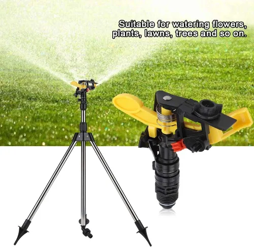 Vista 4 de Syrisora Trípode de acero inoxidable Herramienta de riego de agua Aspersor Sistema automático Jardín Suministros de césped