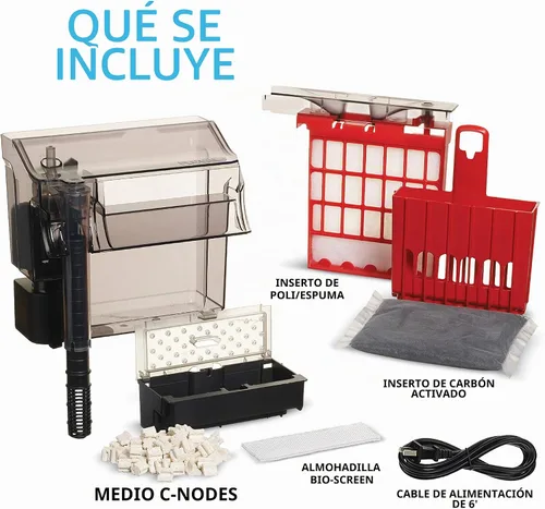 Vista 10 de Fluval C2 Power Filter, filtro de tanque de peces para acuarios de hasta 30 galones.