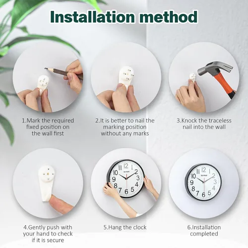 Vista 5 de GLVSAE Reloj de pared de 12 pulgadas sin tictac, relojes de pared que funcionan con pilas, grandes, fáciles de leer con dial estereoscópico