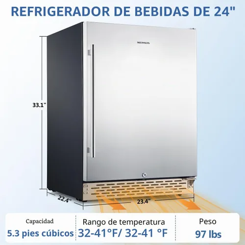 Vista 9 de Refrigerador de bebidas 24Inch 172 latas para interior/exterior Metal plateado
