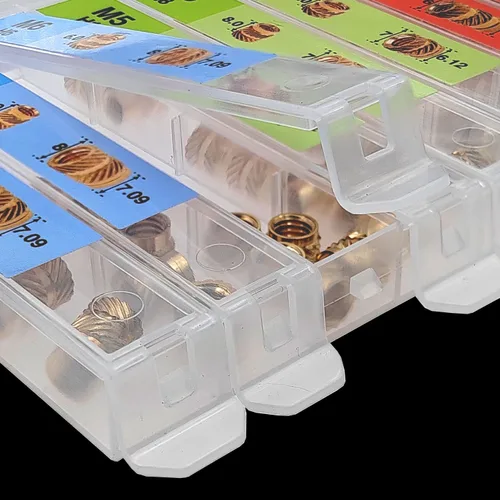 Vista 3 de EEEEE M2 M2.5 M3 M4 M5 M6 (350 piezas) Kit de surtido de insertos roscados métricos para plástico, inserto de tuerca moleteada de ajuste térmico