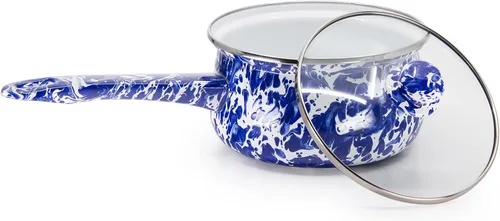 Vista 2 de Golden Rabbit Esmalte - Patrón de remolino de cobalto - Sartén de 5 tazas