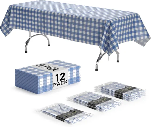 Vista 32 de Exquisite Cubierta de Mesa para Picnic - Paquete de 6 Manteles Premium Rectangulares de Plástico - Cubierta de Mesa para BBQ a Cuadros Negro