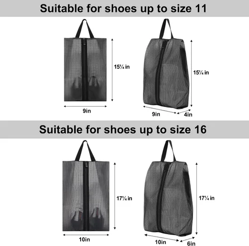 Vista 2 de Fixwal Bolsas de zapatos para viajes, Negro