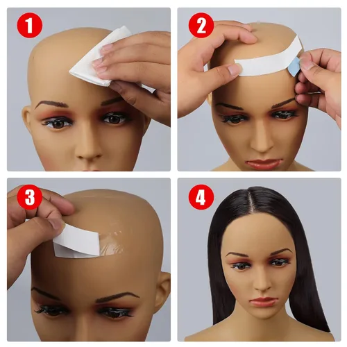 Vista 6 de 36 cintas de peluca para pelucas de encaje, cinta frontal invisible impermeable de doble cara para fijar pelucas