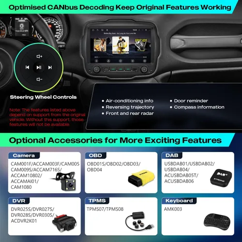 Vista 7 de XTRONS Estéreo de coche Android 15 de 9 pulgadas para Jeep Renegade 2015