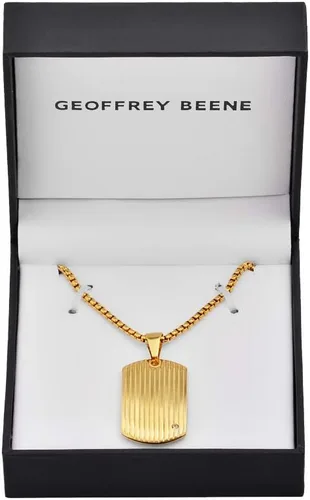 Vista 5 de Geoffrey Beene Collar de acero inoxidable para hombre con circonita cúbica Oro