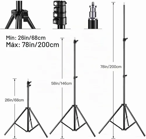 Vista 5 de Kit de iluminación para estudio de fotografía Andoer Softbox con juego de luces LED bicolor de 85W 2800K-5700K * 2 + Softbox de 50x70cm * 2 +