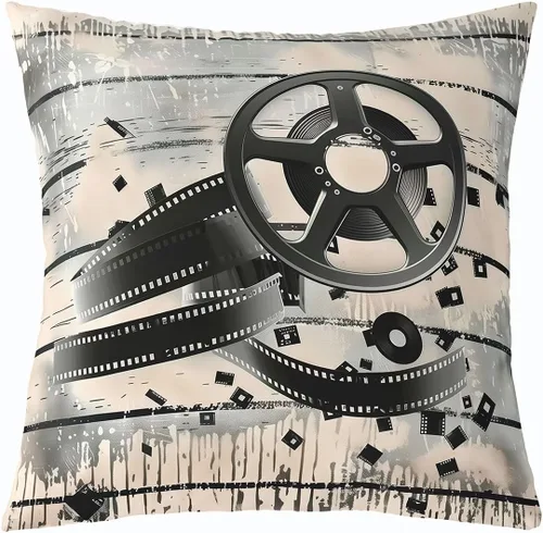 Vista 14 de Homewish Theater Cinema Poster Throw Pillow Covers (Pack of 1),Retro Movie Cushion Cover for Kids Boys Teens Popcorn Pillow Cases Movie Night Living