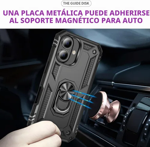 Vista 5 de Korecase Funda de teléfono para iPhone 16 con anillo de soporte, grado militar, a prueba de golpes, cuerpo completo, protección resistente para Negro