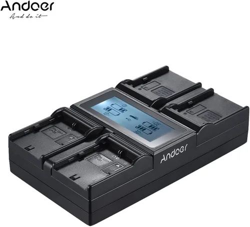 Vista 7 de Andoer Cargador de batería de cámara digital de 4 canales Pantalla LCD para cámara Sony Canon (LP-E6 + NP-F970)