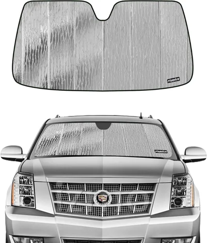 Vista 10 de Pigenius Parasol para parabrisas para Chevy Silverado/GMC Sierra 1500 2007-2013, 2500 3500 HD 2007-2014, acabado de cuero gris premium
