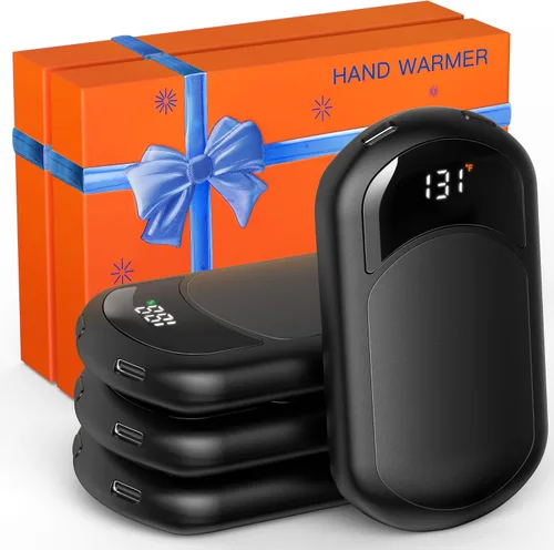 Vista 11 de Electric Hand Warmers Rechargeable, 104–131°F with Temp & Battery Display, 3 Heat Levels, Fast Heating, Smart Temp Control, Pocket-Size, Fits in