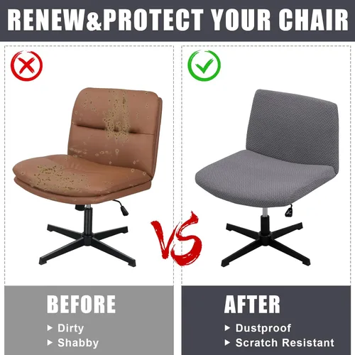 Vista 2 de MINGPINHUIUS Funda para silla ajustable sin brazos: moderna sin brazos, funda para silla de tocador con tiras cruzadas, fundas protectoras