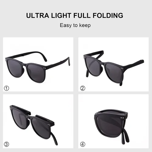 Vista 5 de GIFIORE Lentes de sol polarizados plegables para mujeres y hombres, plegables, antideslumbrantes, con funda, ultraligeros, 0.67 oz