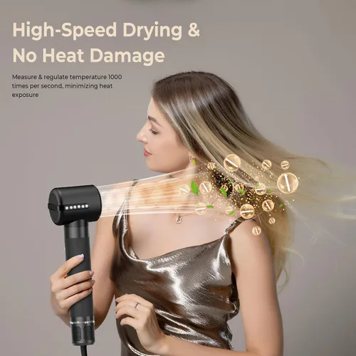 Vista 9 de Cepillo secador de pelo de 7 en UNO, varita rizadora de autoenvolvimiento, secador de pelo iónico negativo de alta velocidad de 110,000 RPM