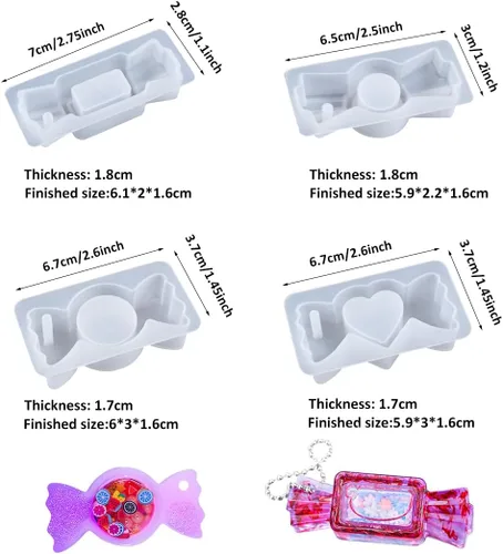 Vista 2 de 4 moldes de resina con forma de lazo, moldes de silicona huecos de arena movediza para arcos de silicona para dijes, colgantes, joyería, llaveros
