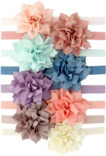 Vista 34 de Diademas de flores de pétalos para bebés y niñas, par elástico para niños pequeños