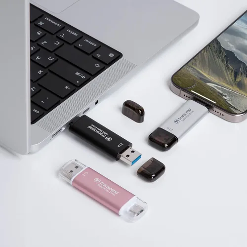 Vista 8 de Transcend ESD310 SSD externo de 2 TB, hasta 1,050 MB/s, unidad USB dual para iPhone17,16,15, iPad y Mac/Tesla/Steam Deck/ROG Ally/MSI Rosa