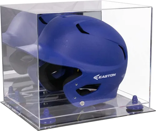 Vista 96 de Better Display Cases Vitrina acrílica para casco de bateo de béisbol con espejo, elevadores rosados, montaje en pared y base de espejo (V22/A012)
