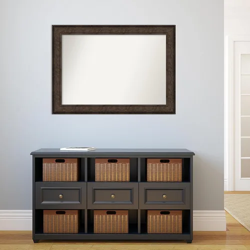 Vista 130 de Amanti Art Espejo de pared personalizado no biselado (25 x 25 pulgadas), marco de bronce acentuado, varios tamaños personalizados, espejo de baño